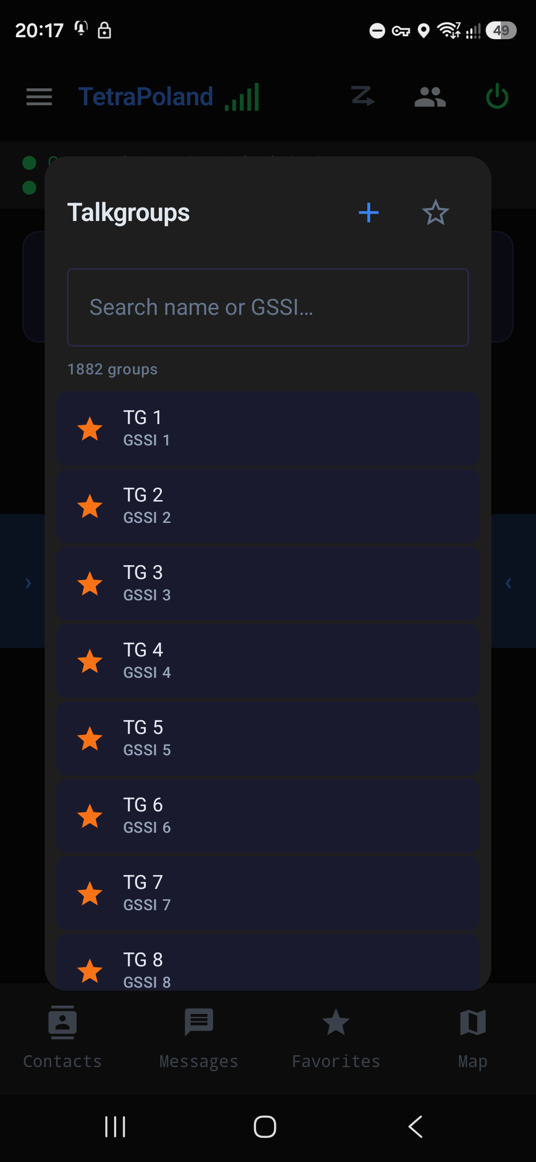 The talkgroup list