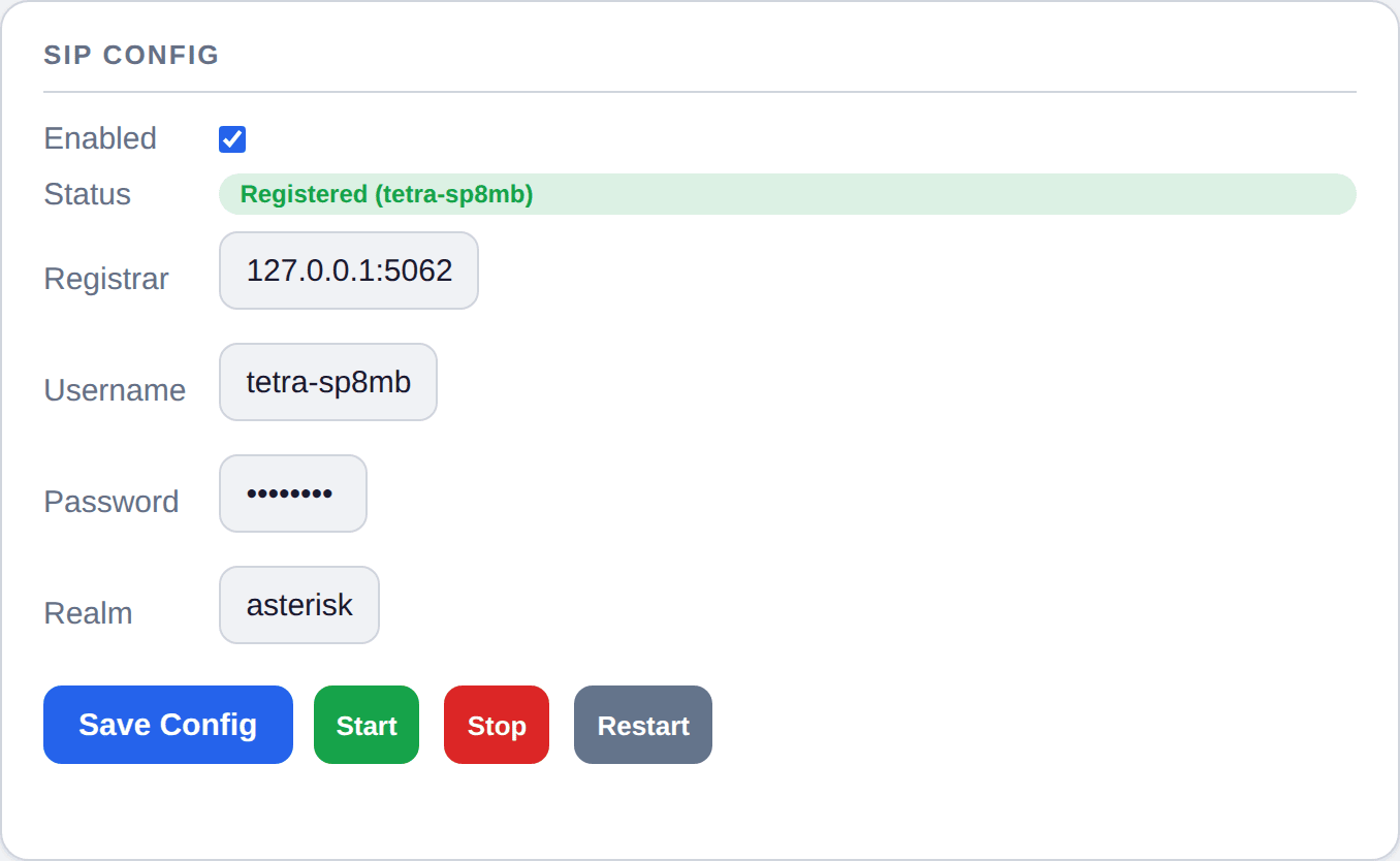 SIP configuration