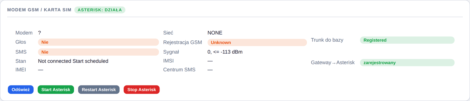 Modem GSM / karta SIM