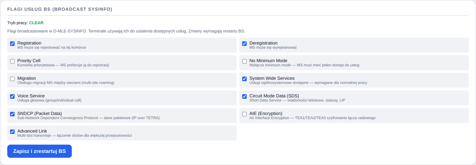 TMO — flagi usług rozgłaszane w SYSINFO